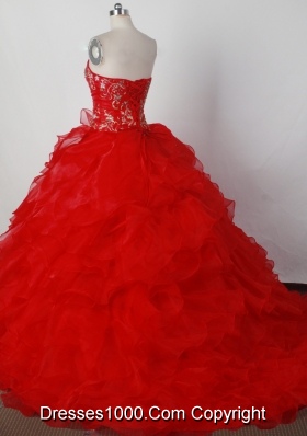 Elegant Ball Gown Strapless Floor-length Red Quinceanera Dresses