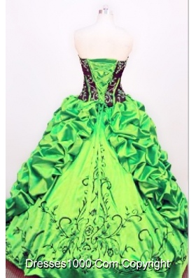 Exquisite Ball gown Strapless Floor-length Taffeta Green Quinceanera Dress