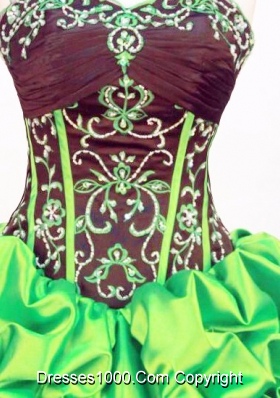 Exquisite Ball gown Strapless Floor-length Taffeta Green Quinceanera Dress