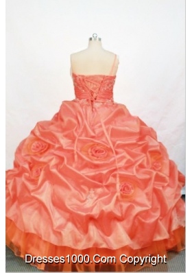 Gorgeous Ball gown One shoulder neck Floor-length Taffeta Orange Quinceanera Dress