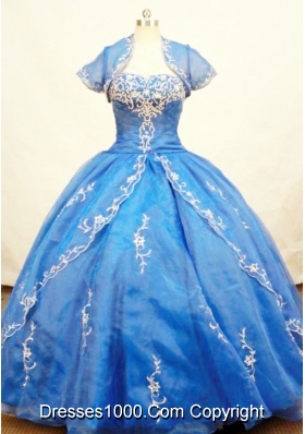 Gorgeous Ball Gown Strapless Floor-length Organza Blue Quinceanera Dresses