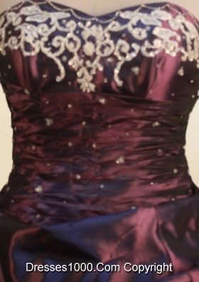 Gorgeous Ball Gown Sweetheart Floor-length Burgundy Taffeta Embroidery Quinceanera Dress