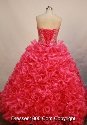 Luxurious Ball gown Strapless Floor-length Organza Red Quinceanera Dress