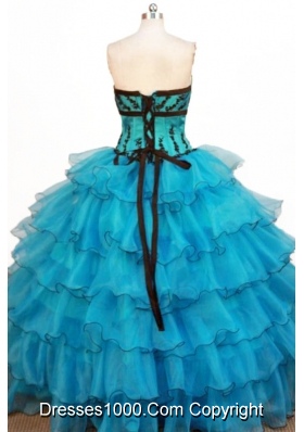 Perfect Ball Gown Strapless Floor-length Teal Organza Quinceanera Dresses