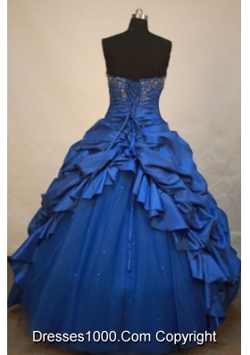 Perfect Ball gown Strapless Floor-length Tulle Blue Quinceanera Dress