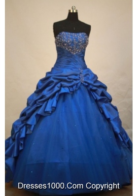 Perfect Ball gown Strapless Floor-length Tulle Blue Quinceanera Dress