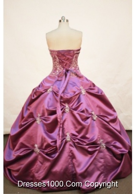 Pretty Ball gown Strapless Floor-length Taffeta Fuchsia Quinceanera Dress