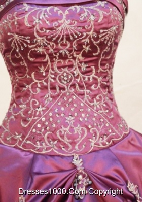 Pretty Ball gown Strapless Floor-length Taffeta Fuchsia Quinceanera Dress