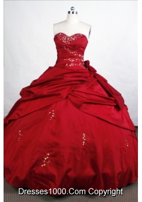 Simple Ball Gown Sweetheart-neck Floor-length Wine Red Quinceanera Dresses