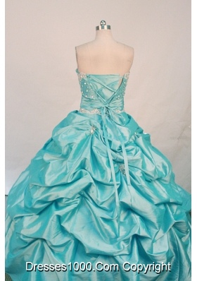 The super hot ball gown strapless floor-length taffeta beading aqua blue quinceanera dresses