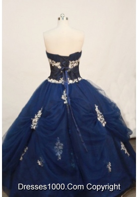 Wonderful Ball gown Strapless Floor-length Navy Blue Quinceanera Dress