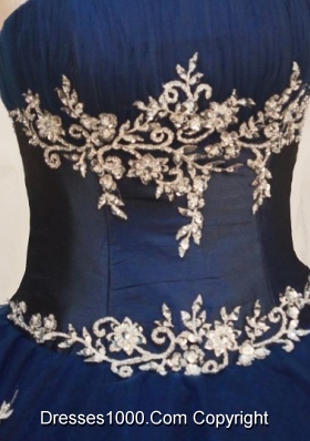 Wonderful Ball gown Strapless Floor-length Navy Blue Quinceanera Dress