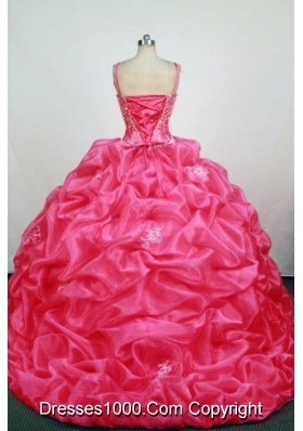 2013 Informal  Straps Floor-Lengtrh Hot Pink Beading and Appliques Quinceanera Dresses