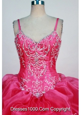 2013 Informal  Straps Floor-Lengtrh Hot Pink Beading and Appliques Quinceanera Dresses