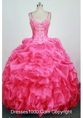 2013 Informal  Straps Floor-Lengtrh Hot Pink Beading and Appliques Quinceanera Dresses