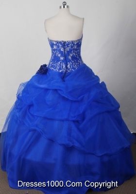 Beautiful Ball Gown Strapless Floor-length Blue Quinceanera Dress