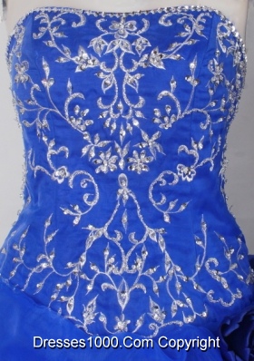 Beautiful Ball Gown Strapless Floor-length Blue Quinceanera Dress