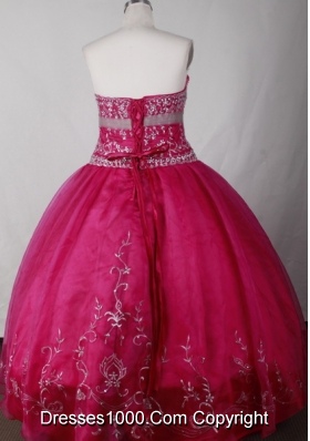 Cute Ball Gown Strapless Floor-length Red Quinceanera Dress