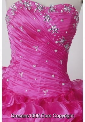 Elegant Ball Gown Strapless Floor-length Hot Pink Quinceanera Dress