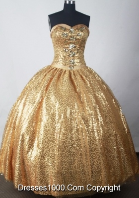Luxuriously Ball Gown Strapless Floor-length Gold Quinceanera Dress