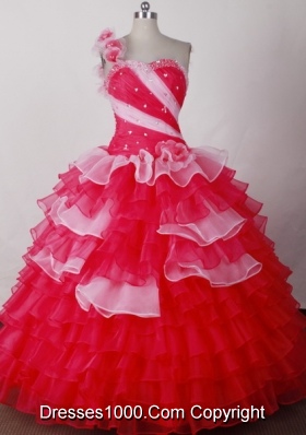 Perfect Ball Gown One Shoulder Neck Floor-length Quinceanera Dress