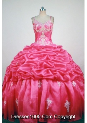 Popular Ball Gown Straps Floor-Length  Red Appliques and Beading Quinceanera Dresses