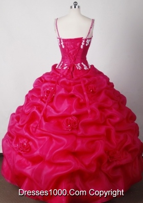 Sexy Ball Gown Straps Floor-length Hot Pink Quinceanera Dress