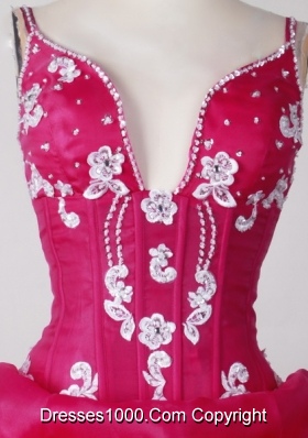 Sexy Ball Gown Straps Floor-length Hot Pink Quinceanera Dress