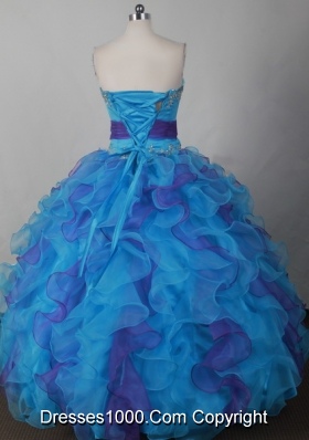 Sweet Ball Gown Strapless Floor-length Blue Quinceanera Dress