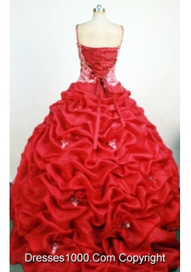 Sweet Ball Gown Straps Floor-Length RedBeading and Appliques Quinceanera Dresses