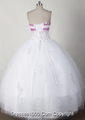 Beautiful Ball Gown Strapless Floor-length White Quinceanera Dress
