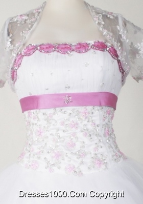 Beautiful Ball Gown Strapless Floor-length White Quinceanera Dress