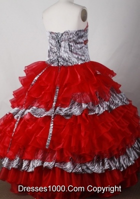 Elegant Ball Gown Strapless Floor-length Red Quinceanera Dress