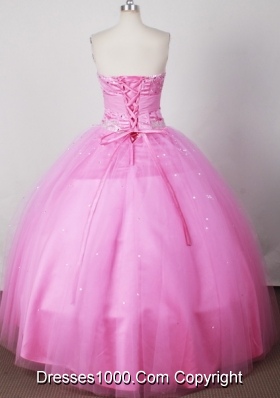 Sweet Ball Gown Strapless Floor-length Pink Quinceanera Dress