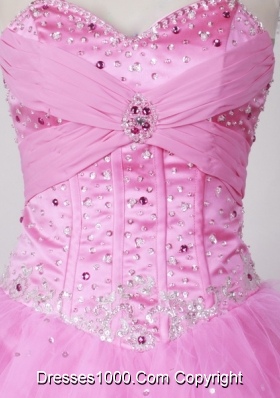 Sweet Ball Gown Strapless Floor-length Pink Quinceanera Dress