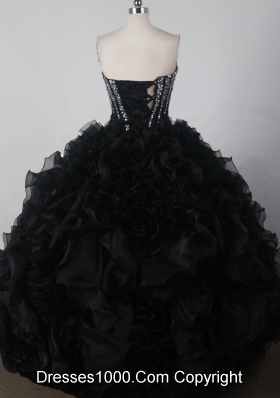 Beautiful Ball Gown Strapless Floor-length Black Quinceanera Dress