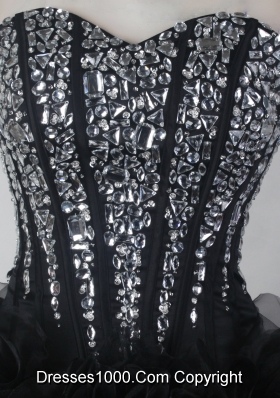 Beautiful Ball Gown Strapless Floor-length Black Quinceanera Dress