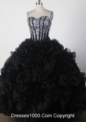 Beautiful Ball Gown Strapless Floor-length Black Quinceanera Dress
