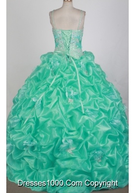 Beautful Ball Gown Straps Floor-length Teal Quinceanera Dress