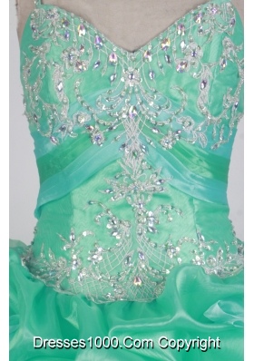 Beautful Ball Gown Straps Floor-length Teal Quinceanera Dress