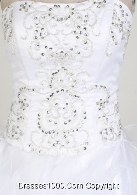 Classical Ball Gown Strapless Floor-length White Quinceanera Dress