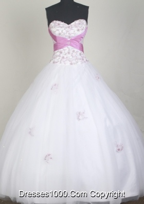 Elegant Ball Gown Sweetheart Neck Floor-length White Quinceanera Dress