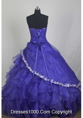 Exclusive Ball Gown Sweetheart Neck Floor-length Blue Quinceanera Dress
