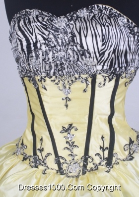 Luxurious Ball Gown Sweetheart Floor-length Yellow Quinceanera Dress