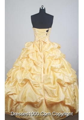 Luxurious Ball Gown Sweetheart  Floor-length Yellow Quinceanera Dress