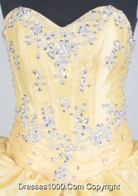 Luxurious Ball Gown Sweetheart  Floor-length Yellow Quinceanera Dress