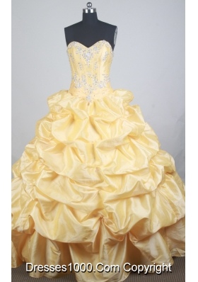 Luxurious Ball Gown Sweetheart  Floor-length Yellow Quinceanera Dress