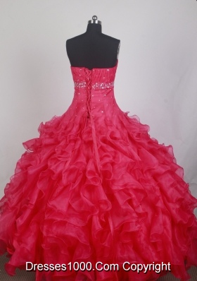 Exclusive Ball Gown Sweetheart Neck Floor-length Red Quinceanera Dress