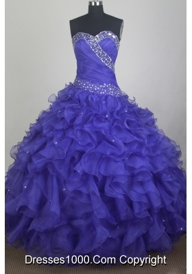 Gorgeous Ball Gown Sweetheart Neck Floor-length Blue Quinceanera Dress