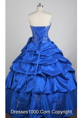 Gorgeous Ball Gown Sweetheart Neck Sweetheart Neck Floor-length Blue Quinceanera Dress